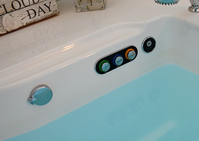 Close-up photo of tub controls