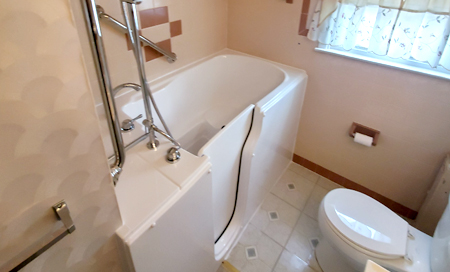 Photo of a retrofitted walk-in tub.